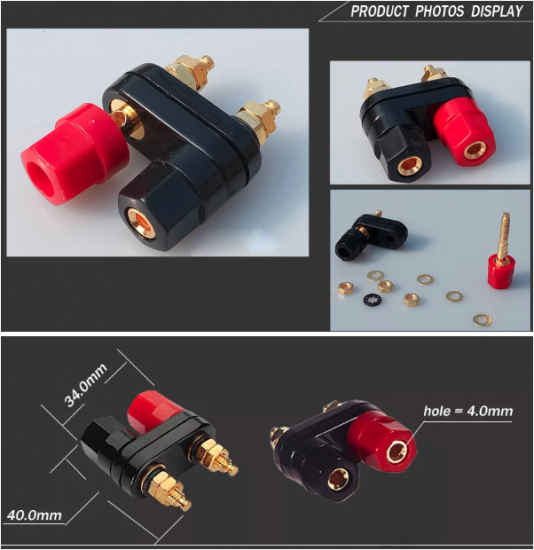 Screw Terminal Banana Speaker connector Red/Black - Click Image to Close