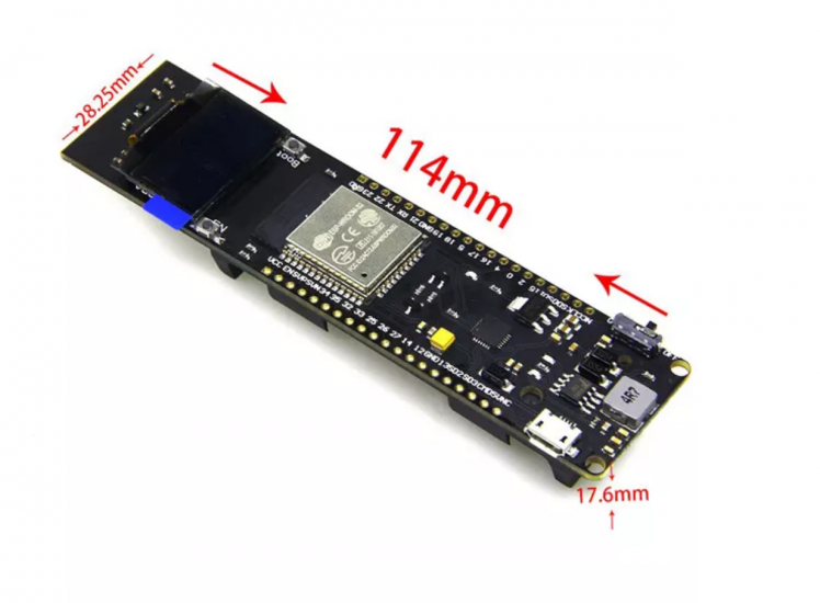 LILYGO® TTGO ESP32 WiFi + BT 18650 Battery Protection 0.9" OLED - Trykk på bildet for å lukke