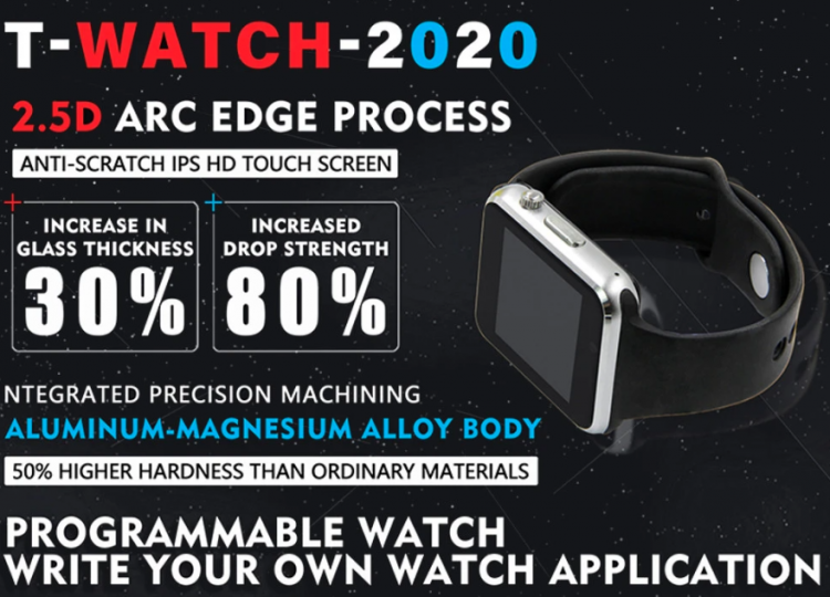 LILYGO® TTGO T-Watch-2020 ESP32 1.54" Touch programmerbar - Trykk på bildet for å lukke