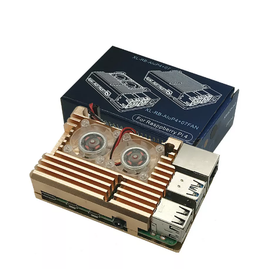 Raspberry Pi 4 Golden case with dual fan - Click Image to Close