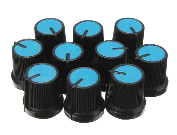 Potentiometer knob black / blue 10pcs - Click Image to Close