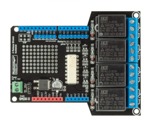 Relékort 4-kanal for Arduino UNO - Trykk på bildet for å lukke